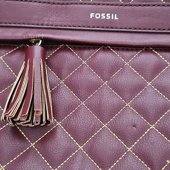 Fossil Sherri Burgundy Quilted Laptop Backpack - Picture 3 of 9